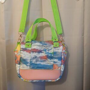 New Rainbow Clouds Sky print Crossbody Stachel Purse Bag Small Blue Pink Green